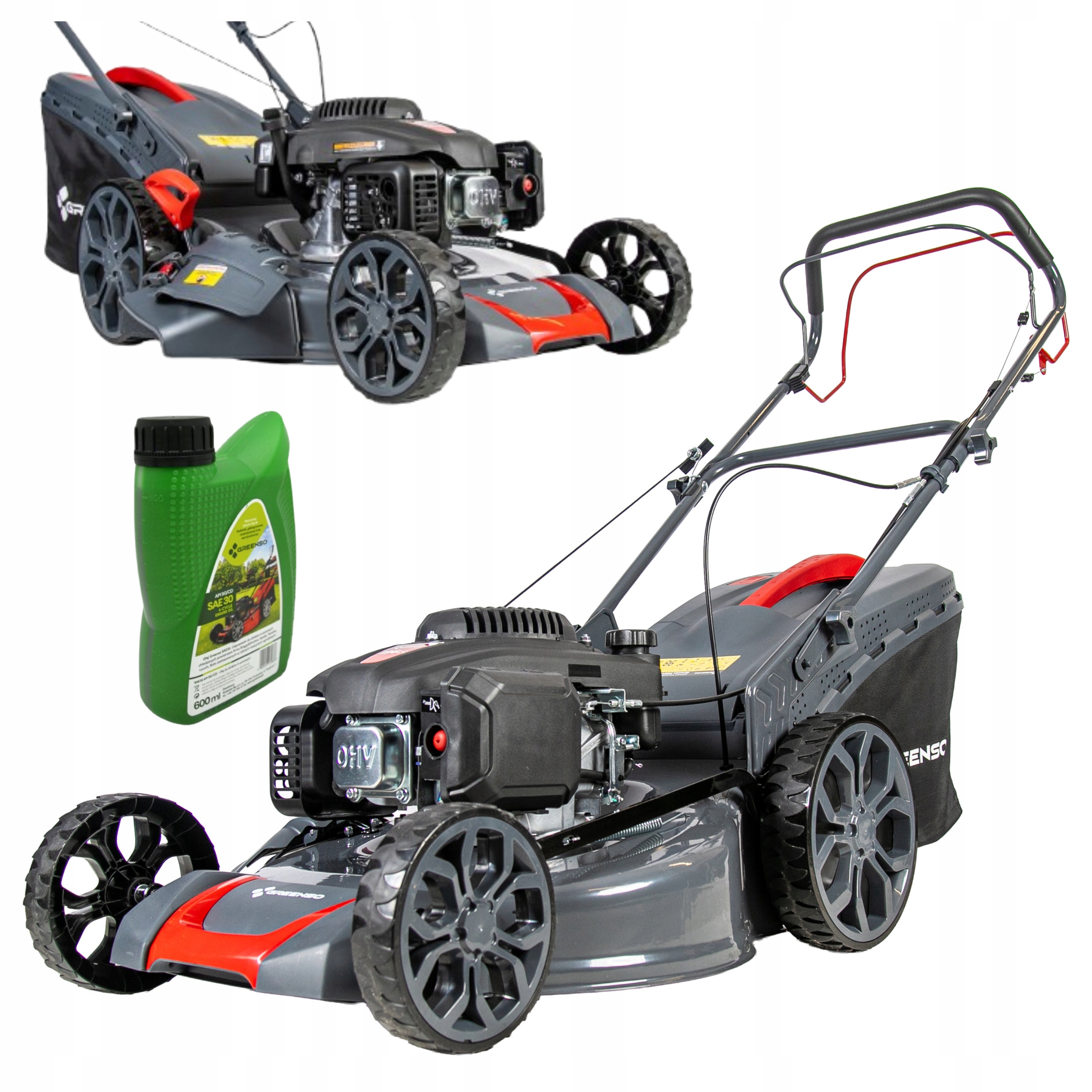 Benzínová kosačka na trávu s vlastným pohonom, motorom Loncin s priemerom záberu 51 cm a výkonom 4,55 HP, Greenso KS51-L200N